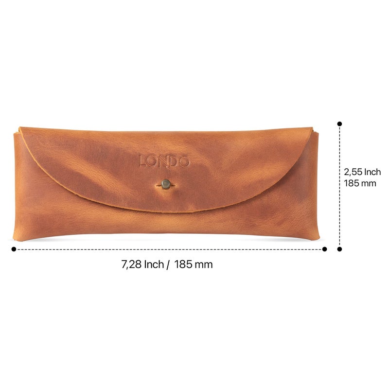 Londo Genuine Leather Retro Pen and Pencil Case - Metal Snap Fastener, Pencil Pouch Stationery Bag - Image 5